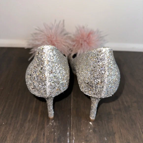 Kate Spade Marabou glitter heels 9 NEW - Picture 3 of 7